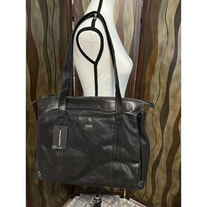 NWT Spikes and Sparrow black leather laptop bag